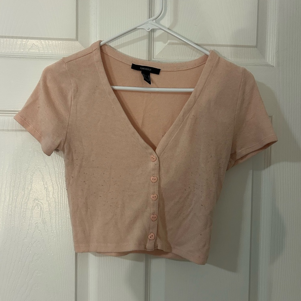 Forever 21 Blush Button-Front Crop Top